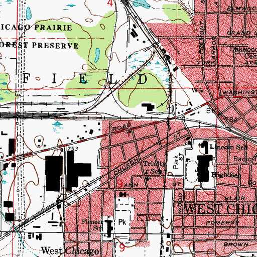 Topographic Map of Saint Michaels United Church of Christ, IL