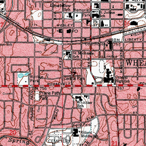 Topographic Map of Saint Paul Lutheran Church, IL