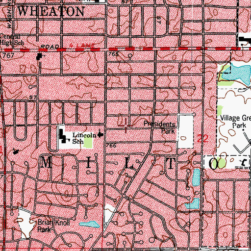 Topographic Map of Sunnyside Park, IL