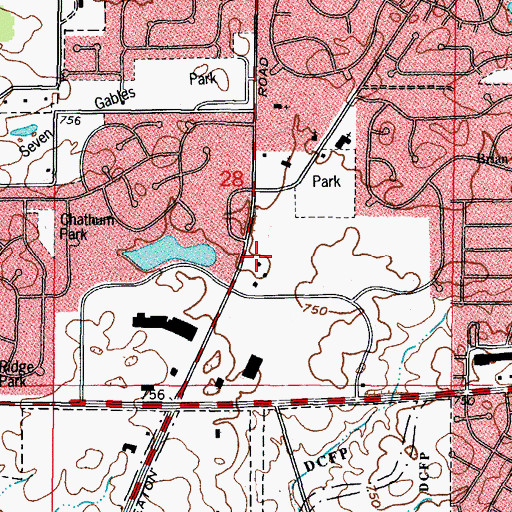 Topographic Map of Town Square Shopping Center, IL