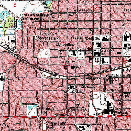 Topographic Map of Trinity Episcopal Church, IL