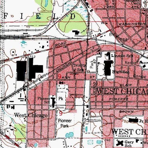 Topographic Map of Trinity Evangelical Lutheran Church, IL
