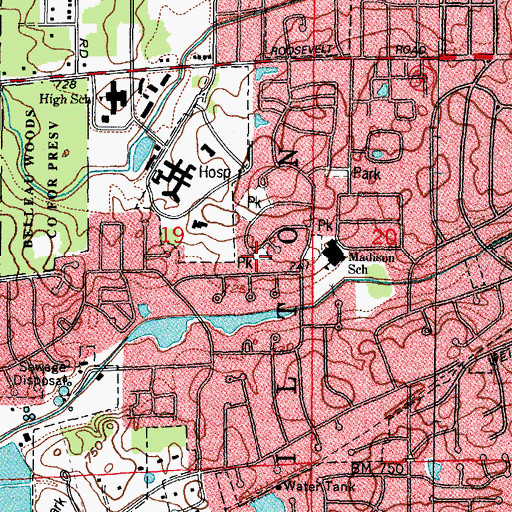 Topographic Map of Wexford Park, IL