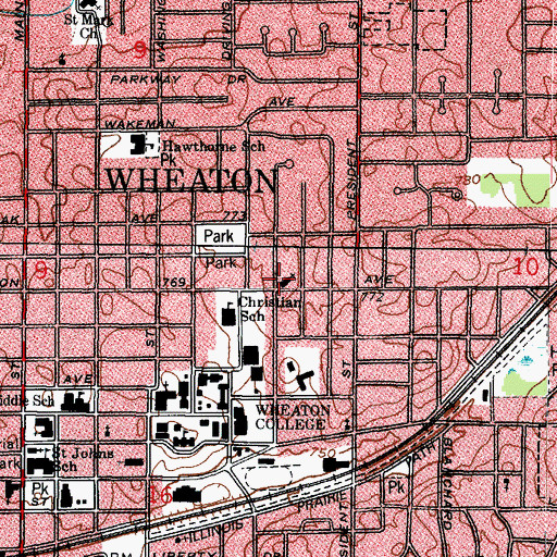 Topographic Map of Wheaton Christian Reformed Church, IL