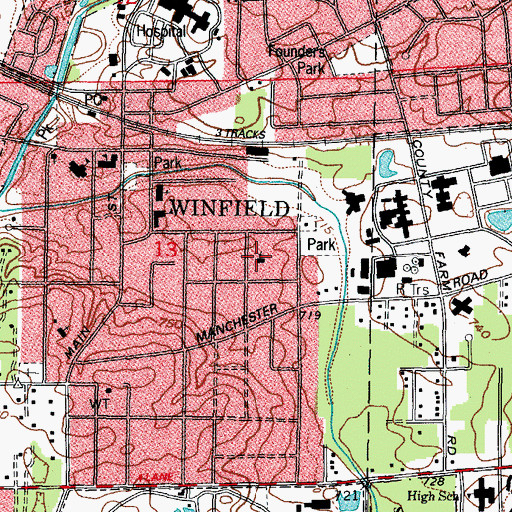 Topographic Map of Winfield Community United Methodist Church, IL