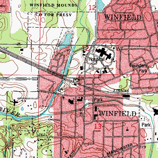 Topographic Map of Winfield Post Office, IL