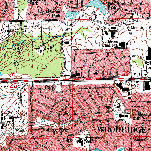 Topographic Map of Woodridge United Methodist Church, IL