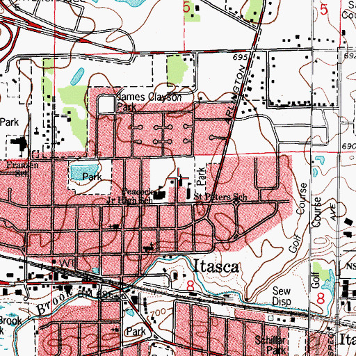 Topographic Map of Saint Peters Catholic Church, IL