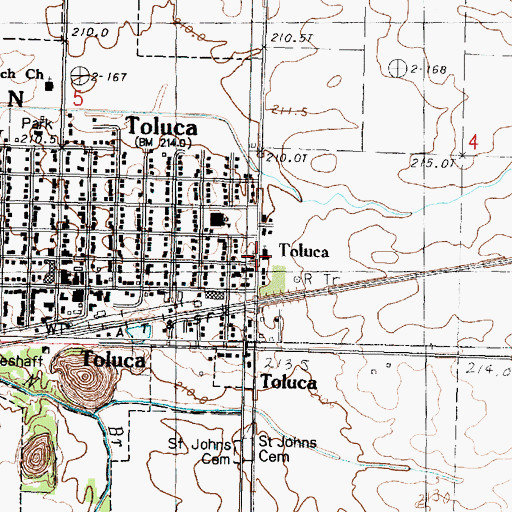 Topographic Map of Saint Johns Lutheran Church, IL
