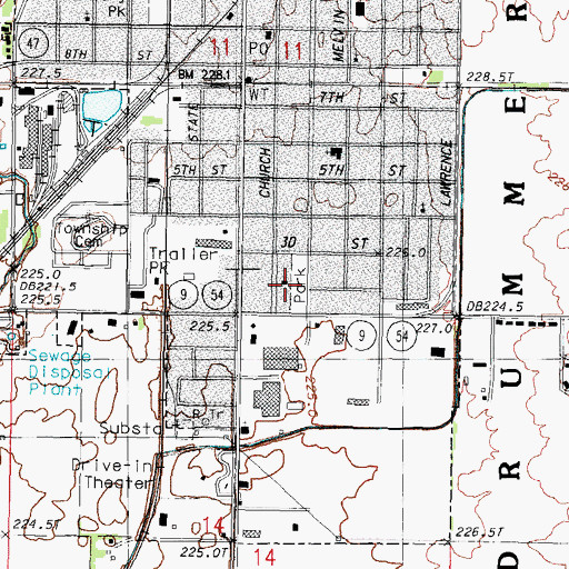 Topographic Map of First Baptist Church, IL