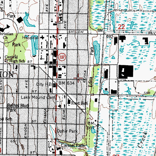 Topographic Map of Christian Catholic Apostolic Church of Zion (historical), IL