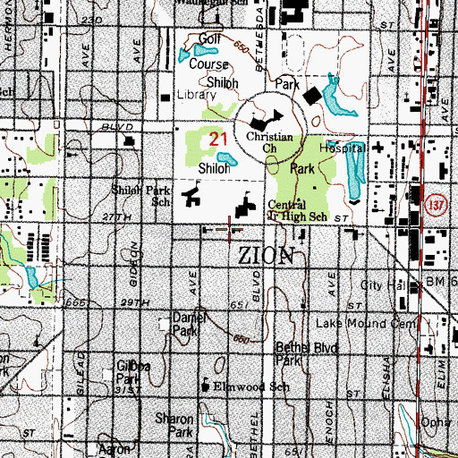 Topographic Map of Christian Faith Fellowship Church, IL