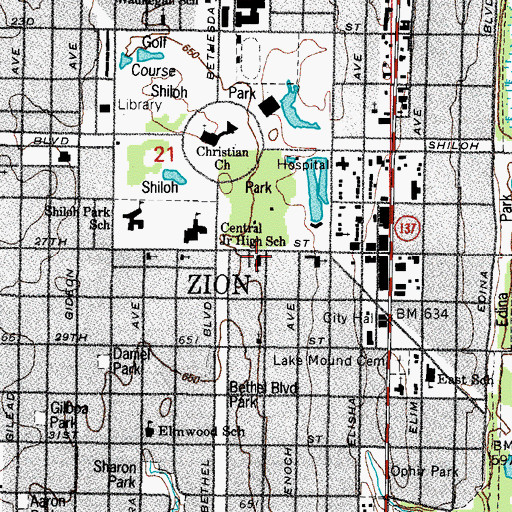 Topographic Map of Church of God, IL