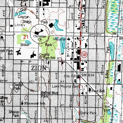 Topographic Map of Grace Missionary Church, IL