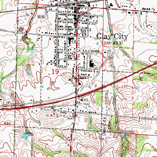 Topographic Map of Clay City Christian Church, IL