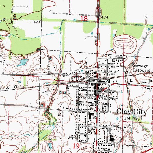 Topographic Map of Clay City Church of God, IL