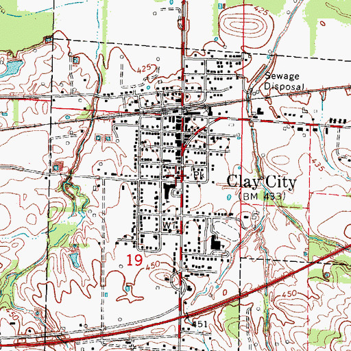 Topographic Map of Clay City United Methodist Church, IL