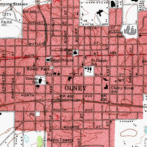 Topographic Map of Calvary Baptist Church, IL