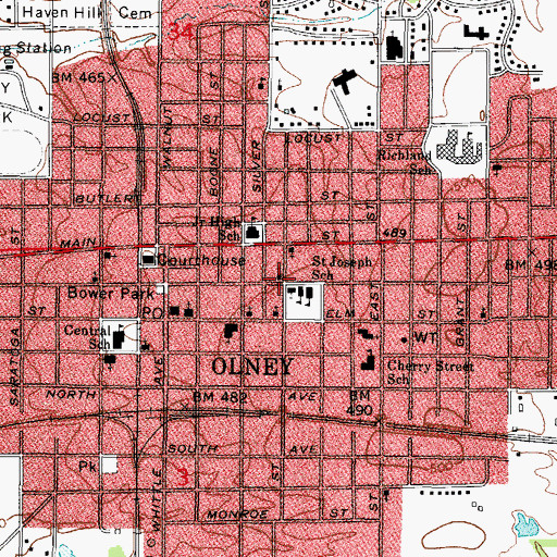 Topographic Map of First Baptist Church, IL