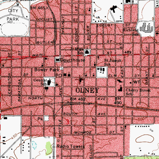Topographic Map of First Presbyterian Church, IL