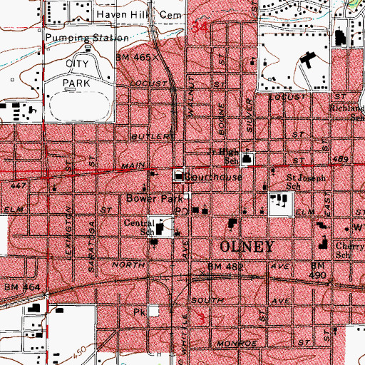 Topographic Map of Jackson Hospital (historical), IL