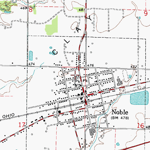 Topographic Map of Noble United Methodist Church, IL