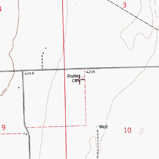 Topographic Map of Rodley Cemetery, CO