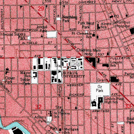 Topographic Map of McCabe Hall, IL