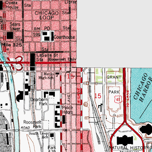 Topographic Map of Merle Reskin Theatre, IL