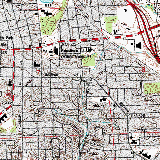Topographic Map of Brown Street Baptist Church, IL