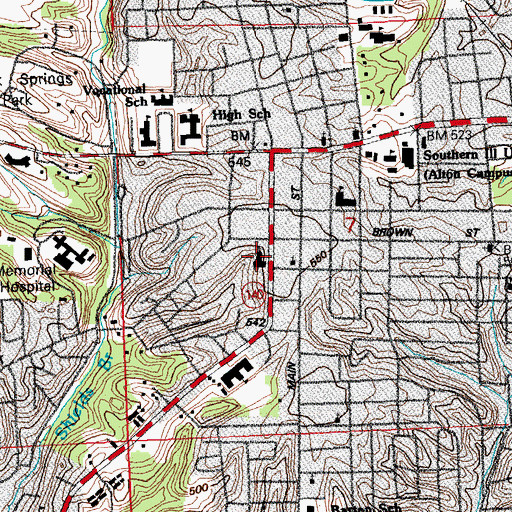 Topographic Map of Calvary Southern Baptist Church, IL