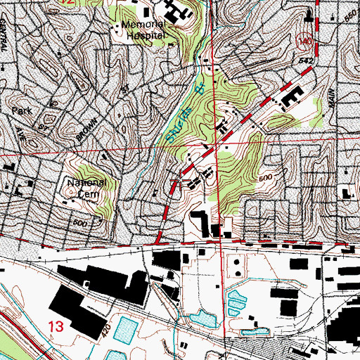 Topographic Map of Calvary Temple Assembly of God Church, IL