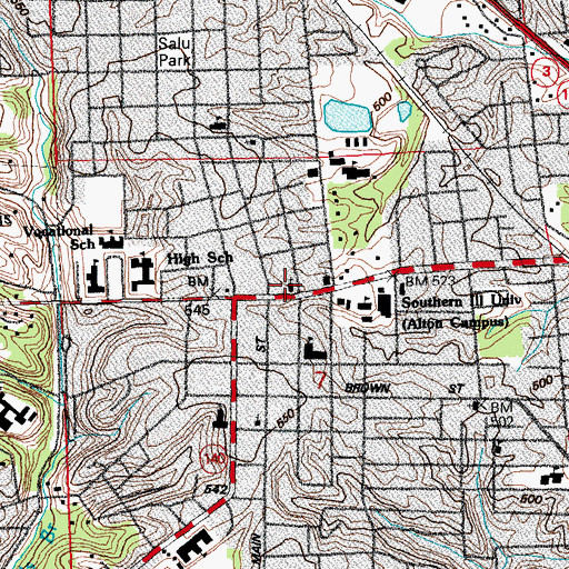 Topographic Map of College Avenue Presbyterian Church, IL