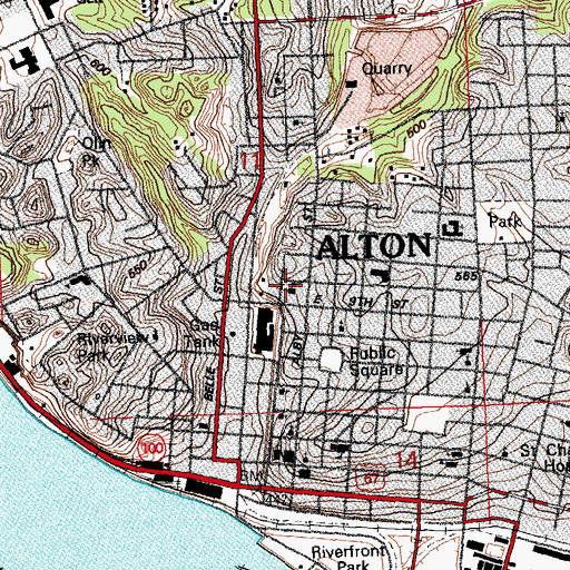 Topographic Map of Douglas Public School (historical), IL