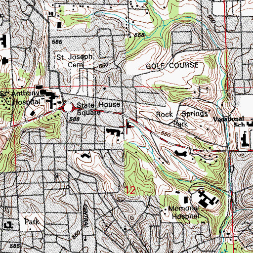 Topographic Map of First Baptist Church, IL