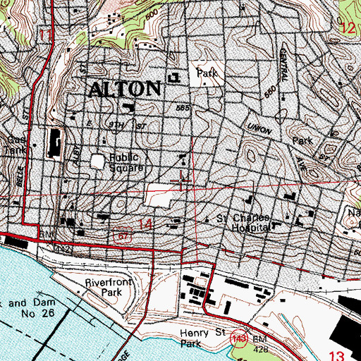 Topographic Map of First Congregational Church, IL