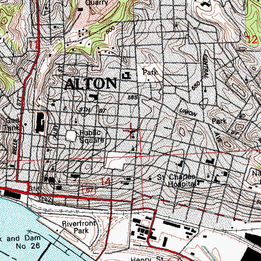 Topographic Map of First Southern Baptist Church, IL