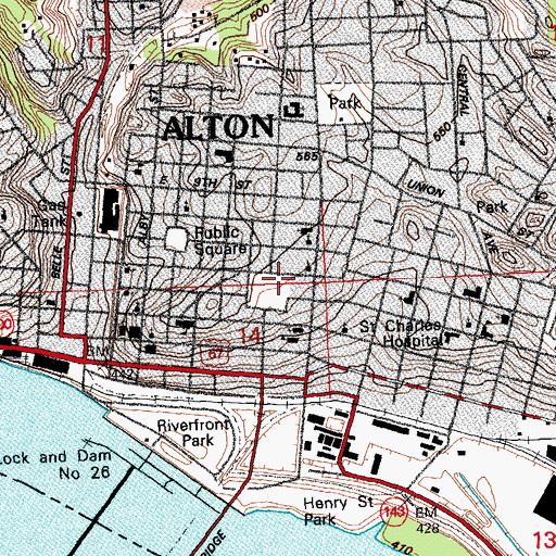 Topographic Map of Garfield Public School (historical), IL