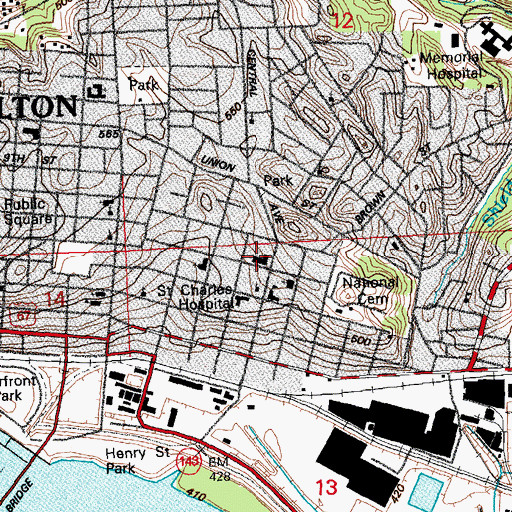 Topographic Map of Humboldt Public School (historical), IL
