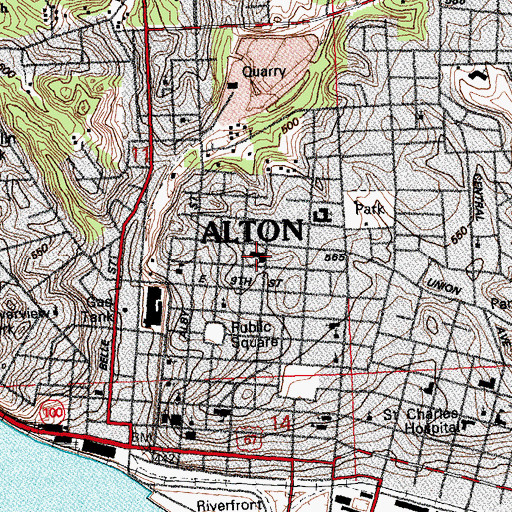 Topographic Map of Lincoln Public School (historical), IL