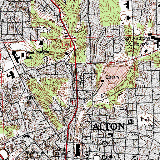 Topographic Map of Pentecostal Power Church, IL