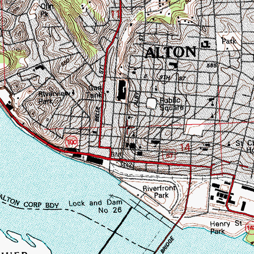 Topographic Map of Saint Johns Baptist Church, IL