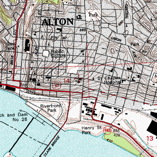 Topographic Map of Saint Marys Immaculate Conception Roman Catholic Church, IL