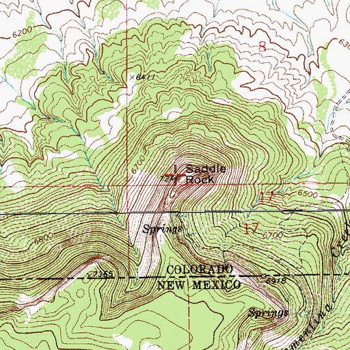 Topographic Map of Saddle Rock, CO