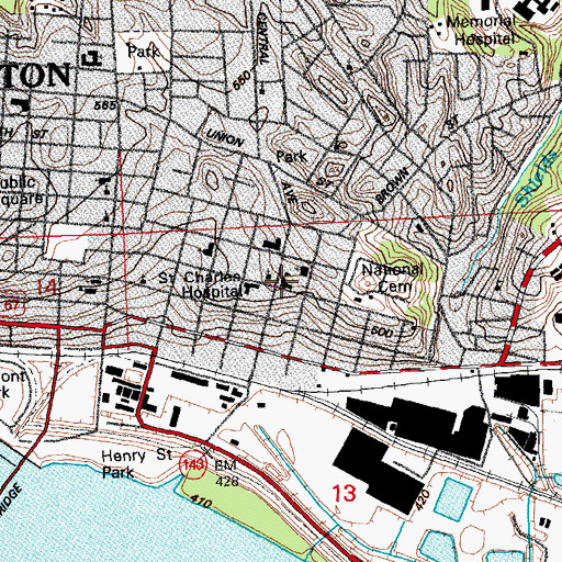 Topographic Map of Saint Patricks School, IL