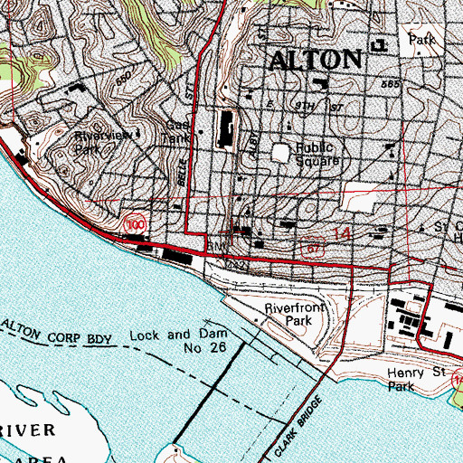 Topographic Map of Saint Pauls Episcopal Church, IL