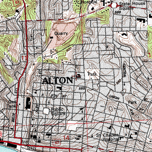 Topographic Map of Twelfth Street Presbyterian Church, IL