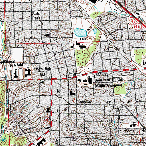 Topographic Map of Upper Alton Baptist Church, IL