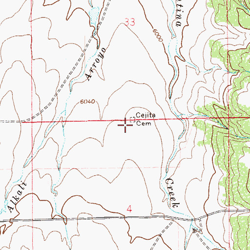 Topographic Map of Cejita Cemetery, CO