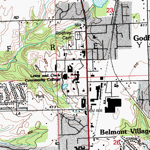 Topographic Map of Reid Hall, IL
